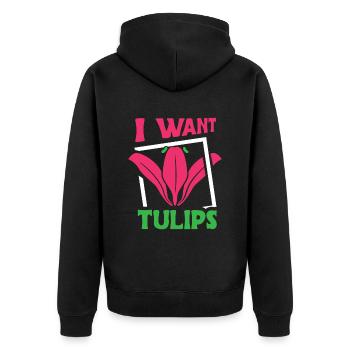 Tulips Cute Tulips - Unisex Premium Organic Zip Hoodie - black - Back - Nico (187cm)