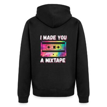 80er 90er Jahre Kassette Mixtape Retro Lustig - Unisex Premium Bio Zip Hoodie - Schwarz - Hinten - Nico (187cm)