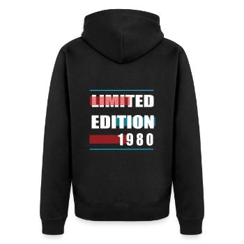 Édition limitée 1980 - Veste à capuche bio Premium Unisexe - noir - Dos - Nico (187cm)