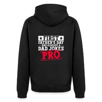 Premier papa de fête des pères premier cadeau de papa - Veste à capuche bio Premium Unisexe - noir - Dos - Nico (187cm)