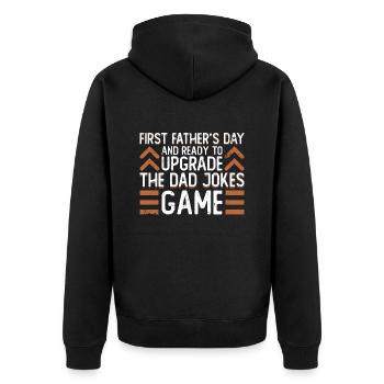 Erster Vatertag Papa Erstes Mal Papa Geschenk - Unisex Premium Bio Zip Hoodie - Schwarz - Hinten - Nico (187cm)