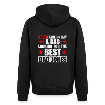 Erster Vatertag Papa Erstes Mal Papa Geschenk - Unisex Premium Bio Zip Hoodie - Schwarz - Hinten - Nico (187cm)
