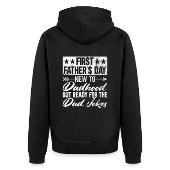 Erster Vatertag Papa Erstes Mal Papa Geschenk - Unisex Premium Bio Zip Hoodie - Schwarz - Hinten - Nico (187cm)