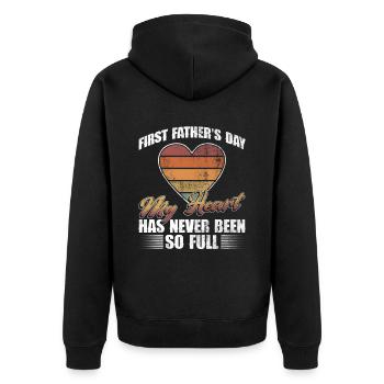 Erster Vatertag Papa Erstes Mal Papa Geschenk - Unisex Premium Bio Zip Hoodie - Schwarz - Hinten - Nico (187cm)