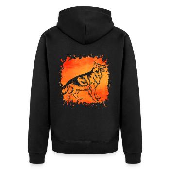 German Shepherd - Unisex Premium Organic Zip Hoodie - black - Back - Nico (187cm)