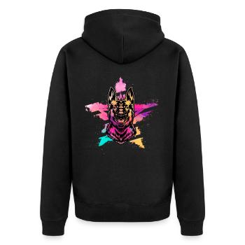 Deutscher Schäferhund - Unisex Premium Bio Zip Hoodie - Schwarz - Hinten - Nico (187cm)