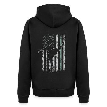 Ballet Retro USA Flag Tutu 4th of July Ballet - Unisex Premium Organic Zip Hoodie - black - Back - Nico (187cm)