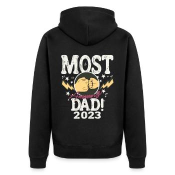 Meilleur papa futur père bébé naissance 2023 - Veste à capuche bio Premium Unisexe - noir - Dos - Nico (187cm)