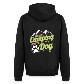 Logo pour les amoureux des chiens avec Paw On Camping - Veste à capuche bio Premium Unisexe - noir - Dos - Nico (187cm)