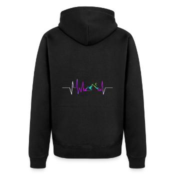 Heartbeat With Mountains In The Moonlight On - Unisex Premium Bio Zip Hoodie - Schwarz - Hinten - Nico (187cm)