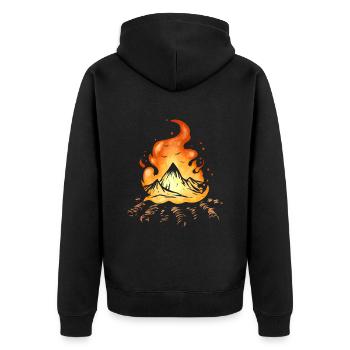 Camp Fire With Mountains On Camping - Unisex Premium Organic Zip Hoodie - black - Back - Nico (187cm)