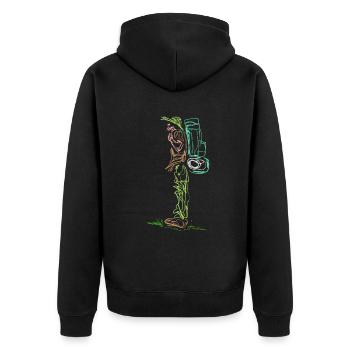 Line Design Lineart Backpacker On Camping - Veste à capuche bio Premium Unisexe - noir - Dos - Nico (187cm)