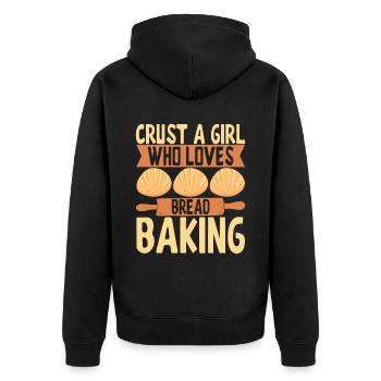 Bäcker Bäckerei Backen - Unisex Premium Bio Zip Hoodie - Schwarz - Hinten - Nico (187cm)