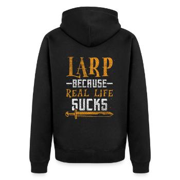 Larp Because Real Life Sucks RPG LARP - Unisex Premium Organic Zip Hoodie - black - Back - Nico (187cm)