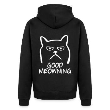 Hauskatze Katzen Guten Morgen Katze - Unisex Premium Bio Zip Hoodie - Schwarz - Hinten - Nico (187cm)
