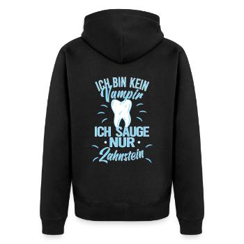 Arzthelferin MFA Krankenschwester Pflegekraft crna - Unisex Premium Bio Zip Hoodie - Schwarz - Hinten - Nico (187cm)
