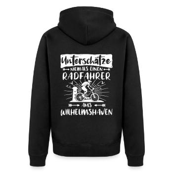 Wilhelmshaven Fahrrad Wilhelmshavener Radfahrer - Unisex Premium Bio Zip Hoodie - Schwarz - Hinten - Nico (187cm)