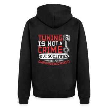 Tuning is not a Crime but an Ordnungswidrigkeit - Unisex Premium Bio Zip Hoodie - Schwarz - Hinten - Nico (187cm)