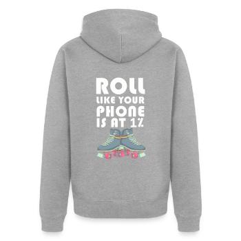 Inline Skater - Unisex Premium Bio Zip Hoodie - Grau meliert - Hinten - Nico (187cm)