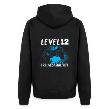 Zocker Geschenk Junge Gamer Controller Zocken - Unisex Premium Bio Zip Hoodie - Schwarz - Hinten - Nico (187cm)