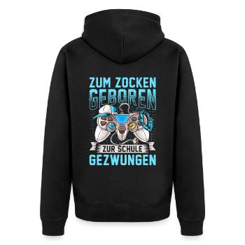Zocken - Unisex Premium Bio Zip Hoodie - Schwarz - Hinten - Nico (187cm)
