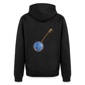 Banjo Shirts For Men Bluegrass Appalachia Folk - Unisex Premium Organic Zip Hoodie - black - Back - Nico (187cm)