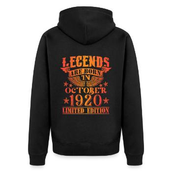 Anniversaire Octobre 1920 Edition Limitée Millésime - Veste à capuche bio Premium Unisexe - noir - Dos - Nico (187cm)