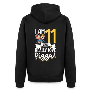 J’ai 11 ans - Boys Pizza - Veste à capuche bio Premium Unisexe - noir - Dos - Nico (187cm)