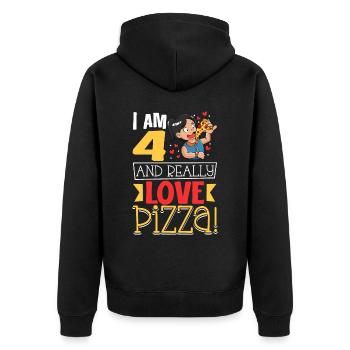 J’ai 4 ans - Pizza pour filles - Veste à capuche bio Premium Unisexe - noir - Dos - Nico (187cm)