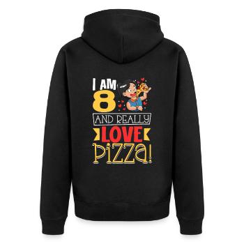 I'm 8 - Girls Pizza - Unisex Premium Organic Zip Hoodie - black - Back - Nico (187cm)