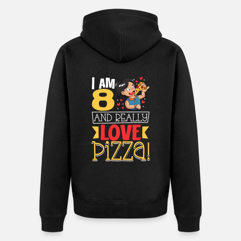 Ich bin 8 - Mädchen Pizza - Unisex Premium Bio Zip Hoodie - Schwarz