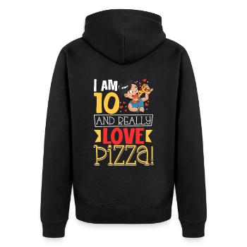 J’ai 10 ans - Girl Pizza - Veste à capuche bio Premium Unisexe - noir - Dos - Nico (187cm)