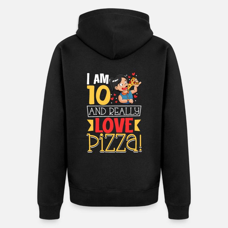 Ich bin 10 - Mädchen Pizza - Unisex Premium Bio Zip Hoodie - Schwarz