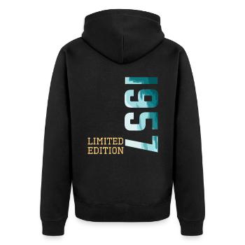 1957 Limited Edition - Unisex Premium Organic Zip Hoodie - black - Back - Nico (187cm)