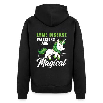 Lyme Disease Warriors Are Magical Unicorn Lover - Unisex Premium Organic Zip Hoodie - black - Back - Nico (187cm)