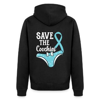 Save The Coochies Cervical Cancer Awareness Month - Unisex Premium Organic Zip Hoodie - black - Back - Nico (187cm)