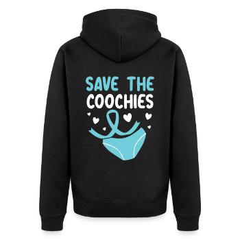 Save The Coochies Cervical Cancer Awareness Month - Unisex Premium Organic Zip Hoodie - black - Back - Nico (187cm)