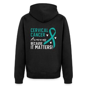 Cervical Cancer Awareness Because It Matters - Unisex Premium Organic Zip Hoodie - black - Back - Nico (187cm)