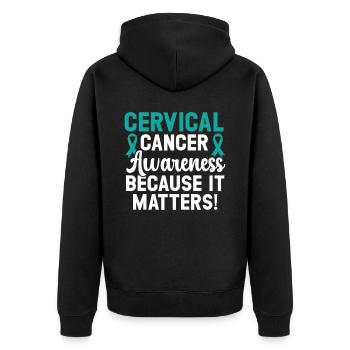 Cervical Cancer Awareness Because It Matters - Unisex Premium Organic Zip Hoodie - black - Back - Nico (187cm)