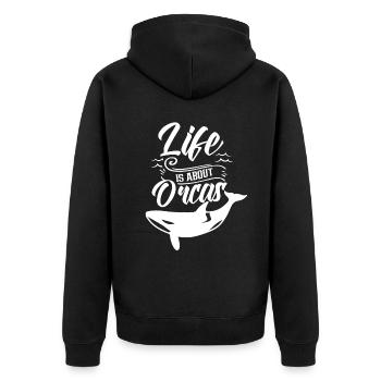 La vie est une question d’orques Orque Orque protéger la mer - Veste à capuche bio Premium Unisexe - noir - Dos - Nico (187cm)