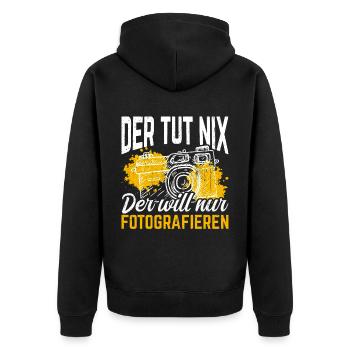 Kamera Fotokamera Spruch Fotografieren Fotograf Ka - Unisex Premium Bio Zip Hoodie - Schwarz - Hinten - Nico (187cm)