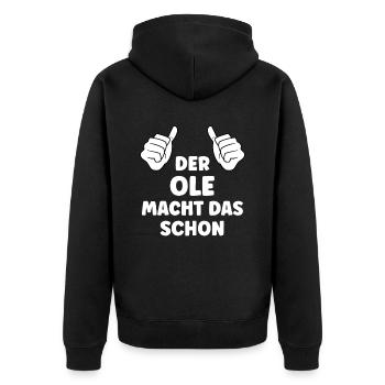 Ole Lustiger Spruch Vorname Name Ole - Unisex Premium Bio Zip Hoodie - Schwarz - Hinten - Nico (187cm)