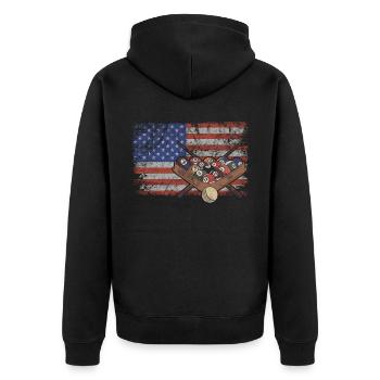 Billard Retro USA Flagge Billardkugel 4th of July - Unisex Premium Bio Zip Hoodie - Schwarz - Hinten - Nico (187cm)
