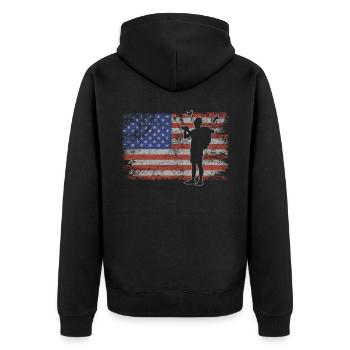Observation des oiseaux Retro USA Flag 4 juillet - Veste à capuche bio Premium Unisexe - noir - Dos - Nico (187cm)