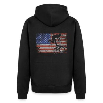 BMX Retro USA Flagge Fahrrad 4th of July BMX - Unisex Premium Bio Zip Hoodie - Schwarz - Hinten - Nico (187cm)