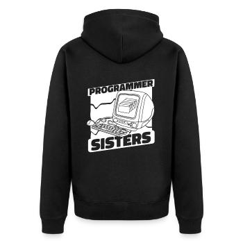 Entwickler Coder Programmierer Computer - Unisex Premium Bio Zip Hoodie - Schwarz - Hinten - Nico (187cm)