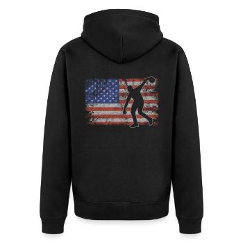 Bowling Retro USA Flag Bowling 4th of July - Unisex Premium Organic Zip Hoodie - black - Back - Nico (187cm)