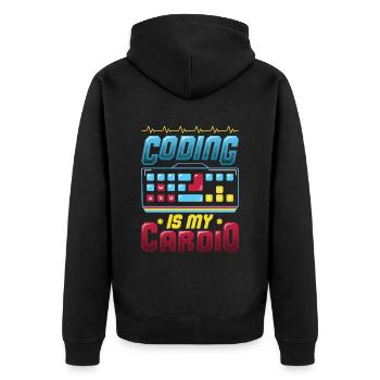 Kodierung Ist Meine Kardio, Code Programmierer - Unisex Premium Bio Zip Hoodie - Schwarz - Hinten - Nico (187cm)