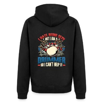Ich Hasse Es, Sexy Zu Sein - Unisex Premium Bio Zip Hoodie - Schwarz - Hinten - Nico (187cm)
