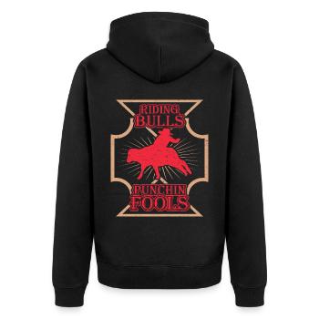 Cowboy Bullenreiten Bullen - Unisex Premium Bio Zip Hoodie - Schwarz - Hinten - Nico (187cm)